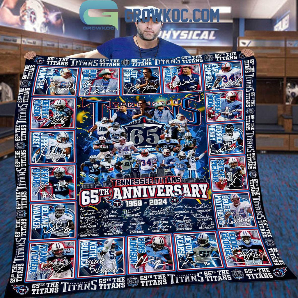 Tennessee Titans 65th Anniversary 1959-2024 Fleece Blanket Quilt