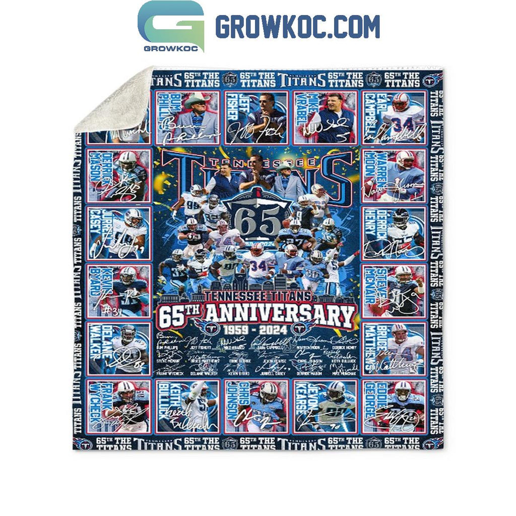 Tennessee Titans 65th Anniversary 1959-2024 Fleece Blanket Quilt