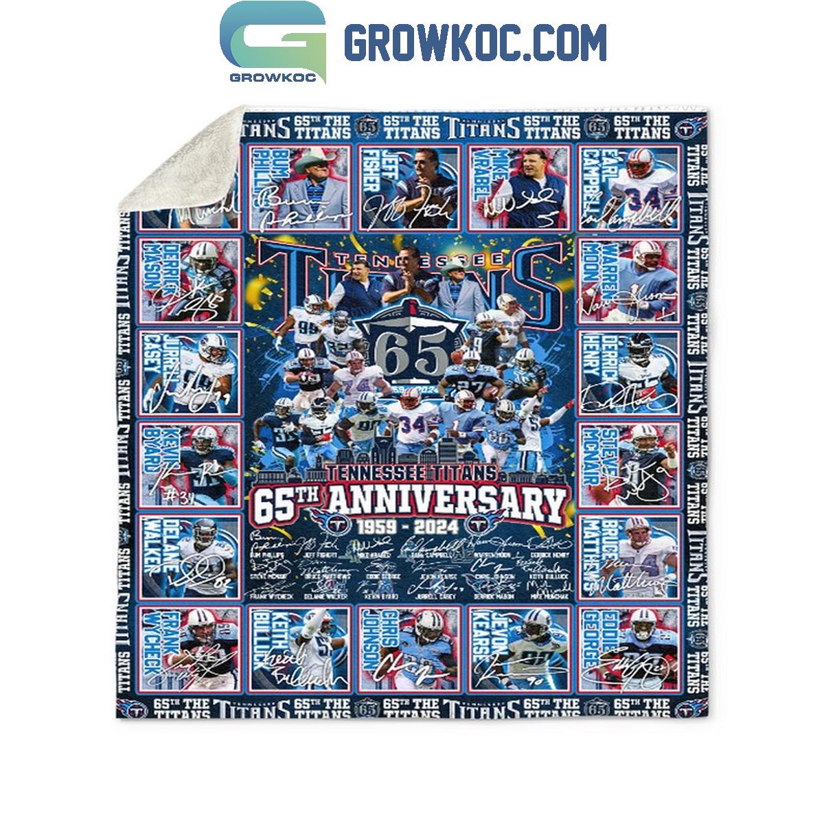 Tennessee Titans 65th Anniversary 1959-2024 Fleece Blanket Quilt