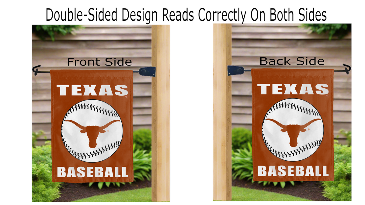 13x18 Texas Longhorns Baseball Double Sided Garden Flag