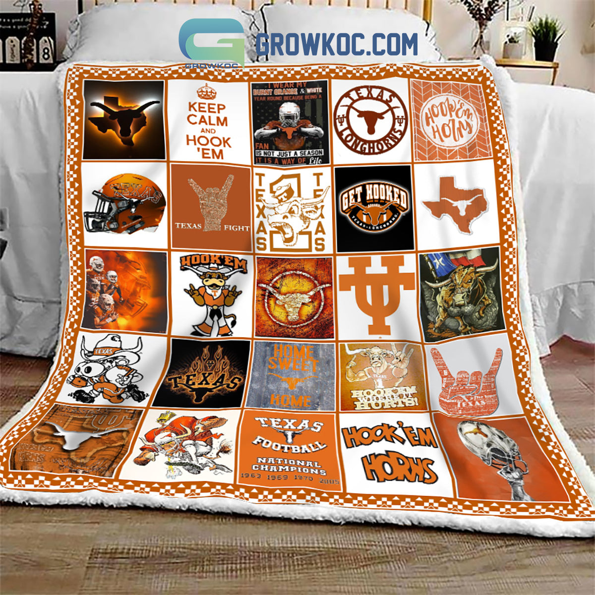 Texas Longhorns NCAA Collection Design Fleece Blanket Quilt