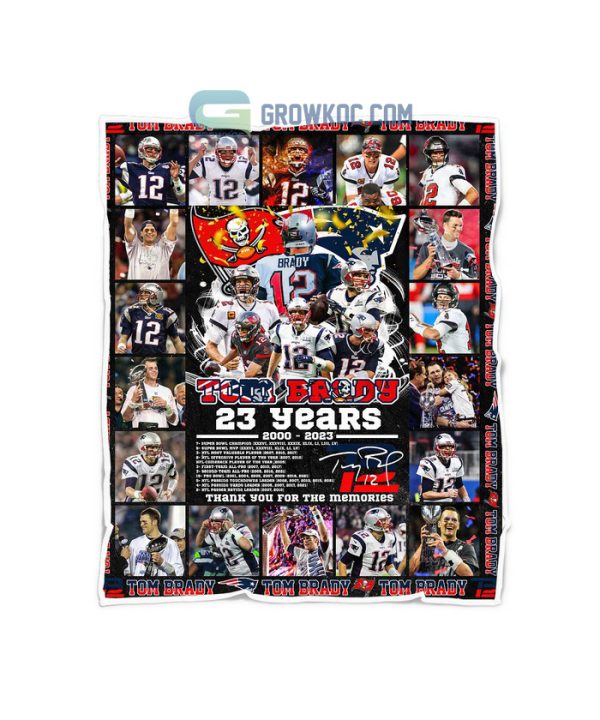 Tom Brady 23 Years 2000 2023 Memories Goat 12 Fleece Blanket Quilt