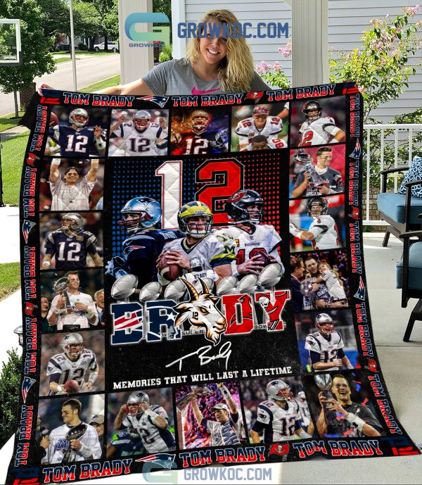 Tom Brady Goat 12 Memories That Will Last A Lifetime Fleece Blanket Quilt