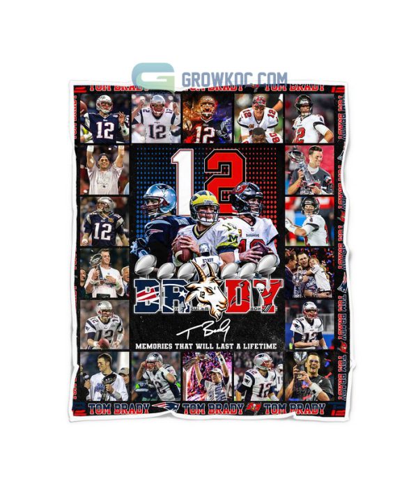 Tom Brady Goat 12 Memories That Will Last A Lifetime Fleece Blanket Quilt