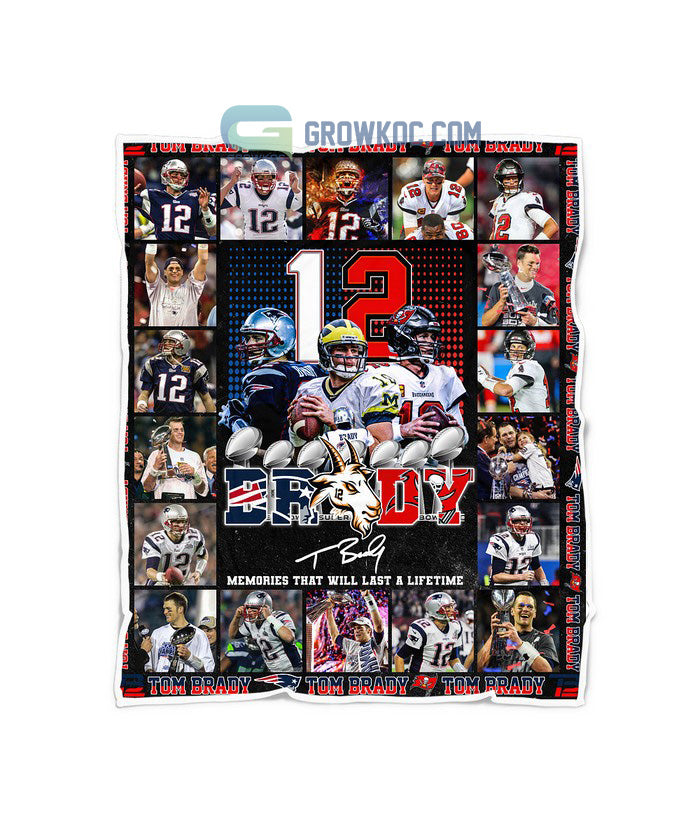 Tom Brady Goat 12 Memories That Will Last A Lifetime Fleece Blanket Quilt