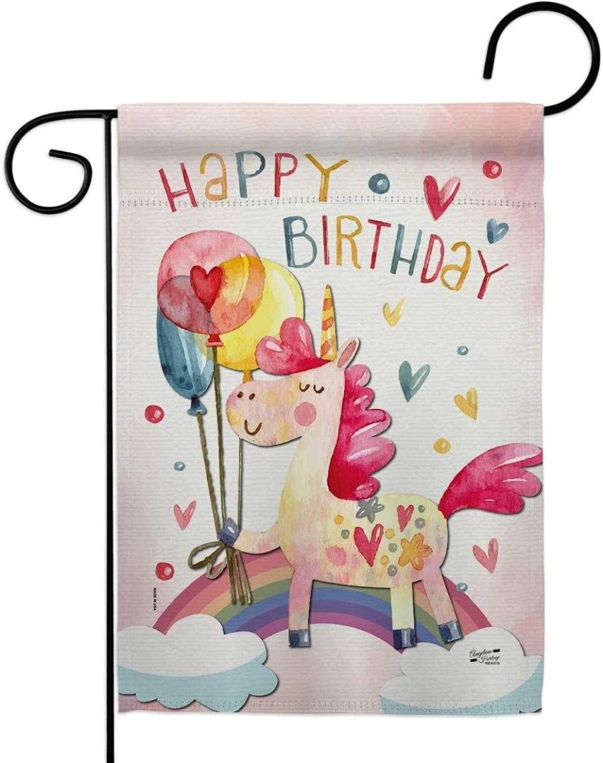 Unicorn Birthday Garden Flag Decorative Children