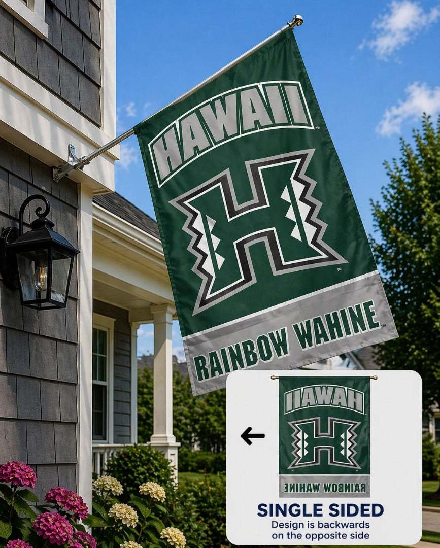 University of Hawaii Banner Rainbow Wahine House Flag