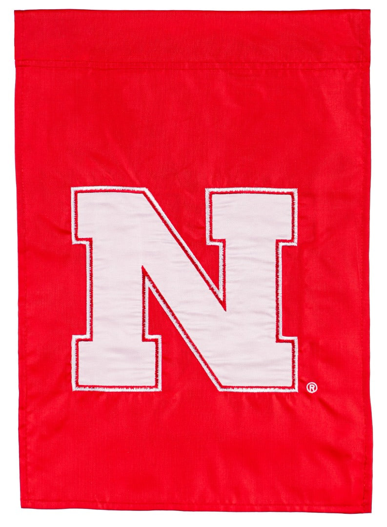 University of Nebraska 2 Sided Garden Flag Applique Logo