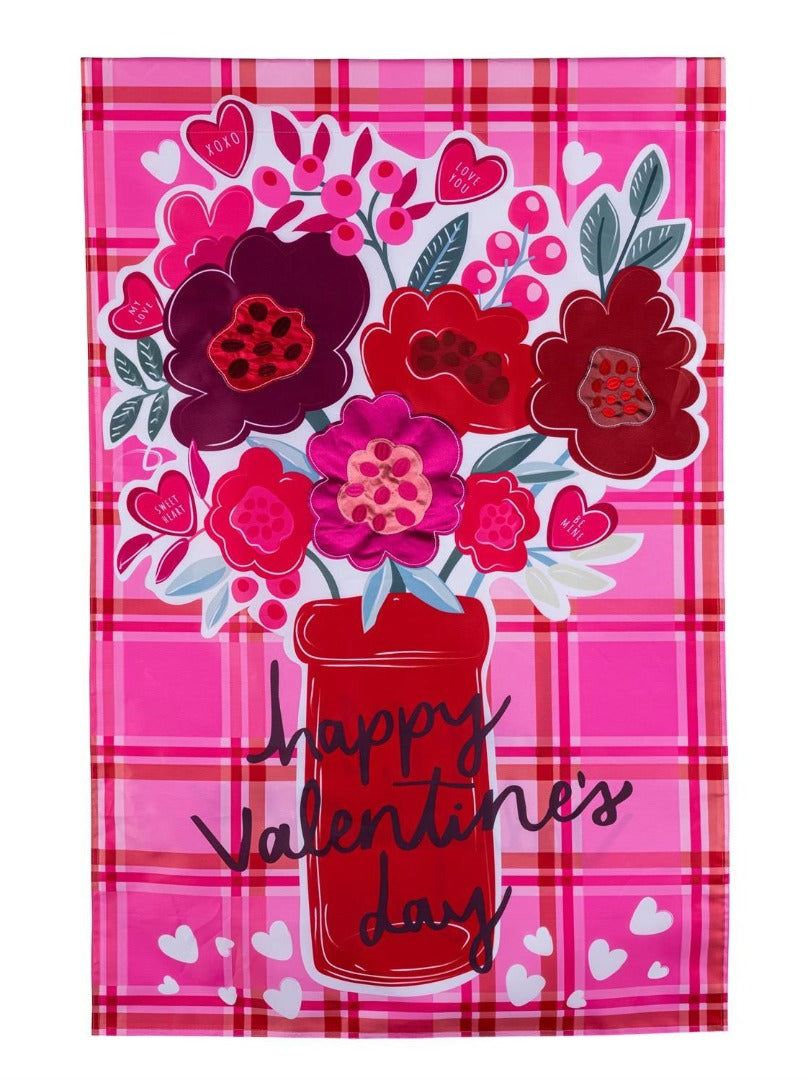 Valentine's Day Plaid 2 Sided Banner