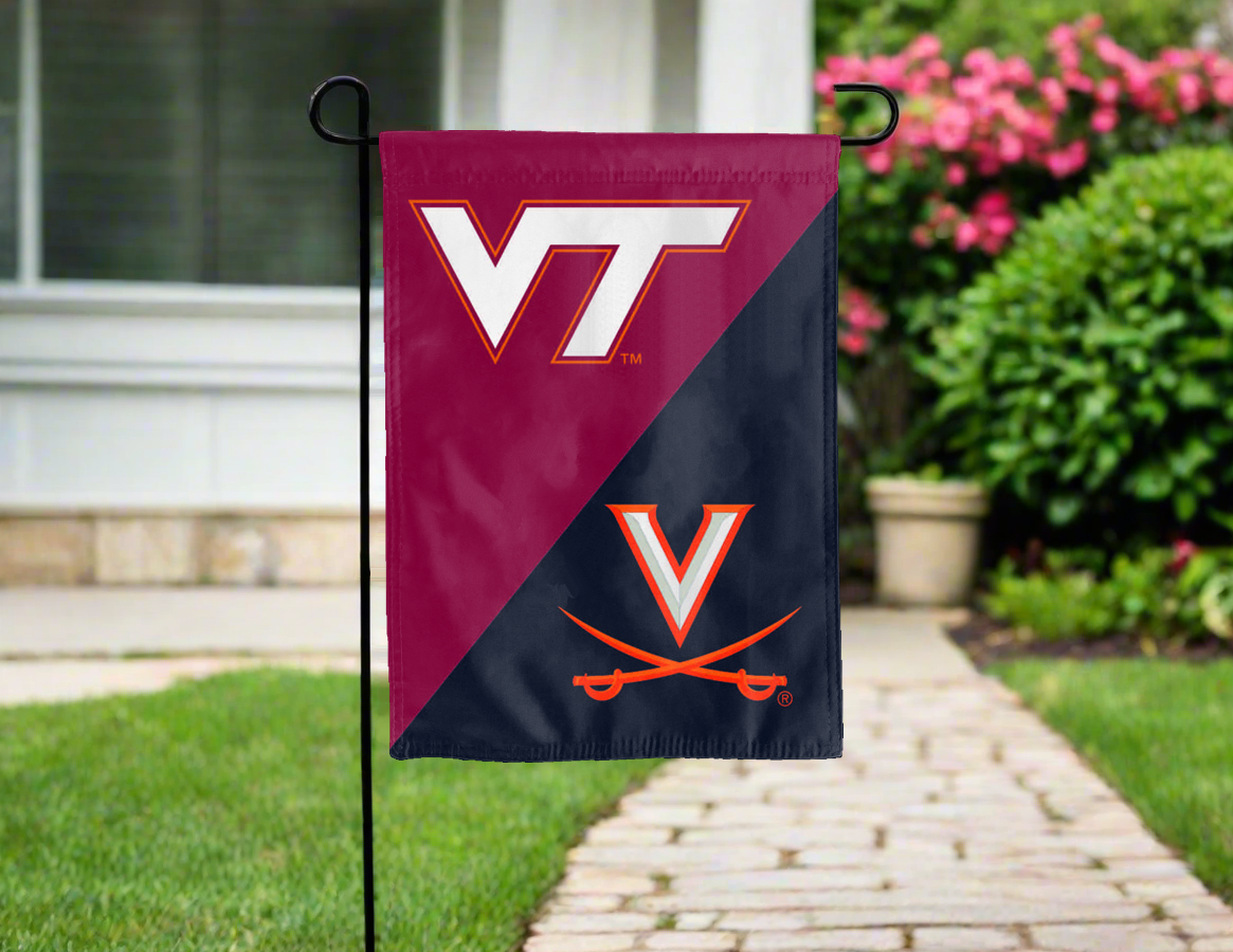 Virginia Tech University - University of Virginia House Divided Garden Flag