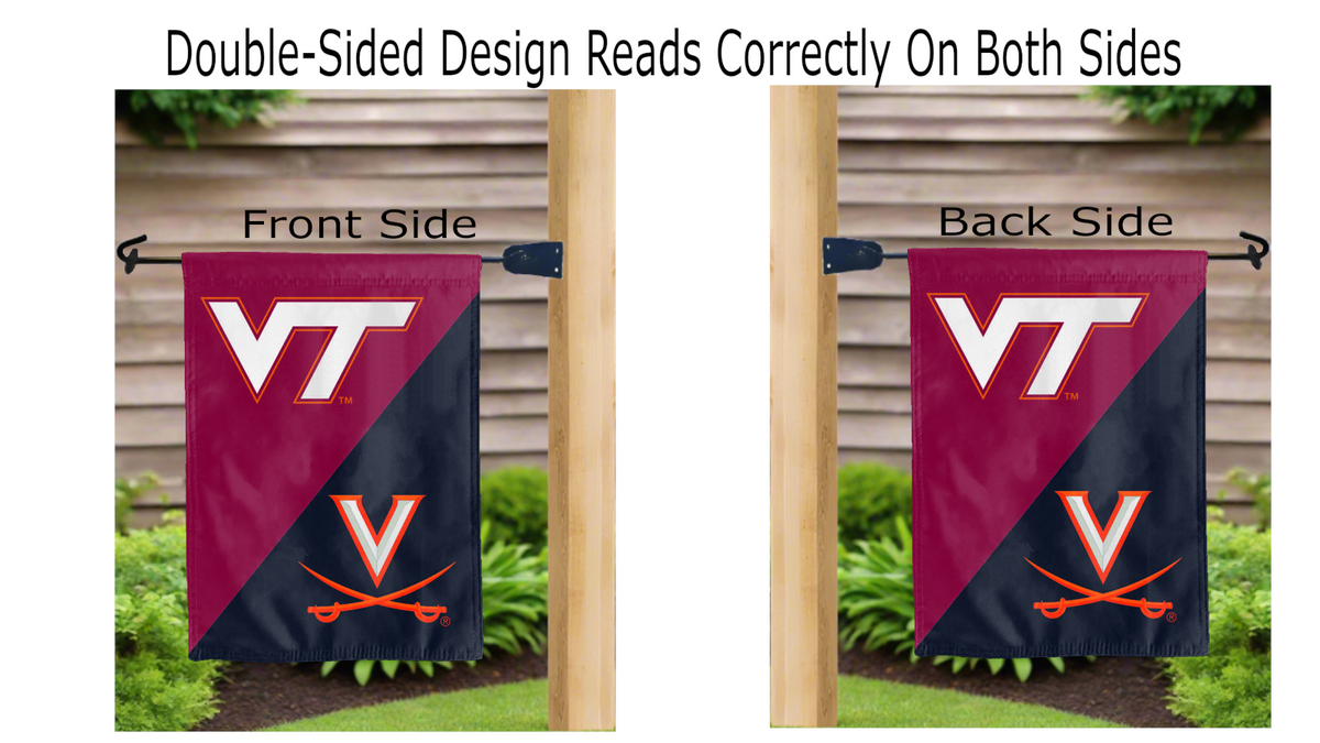 Virginia Tech University - University of Virginia House Divided Garden Flag