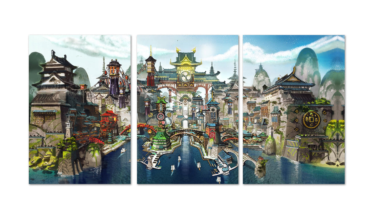 Final Fantasy XIV: Stormblood Poster ‚Äî Kugane Set of 3 | FFXIV Square Enix Wall Art