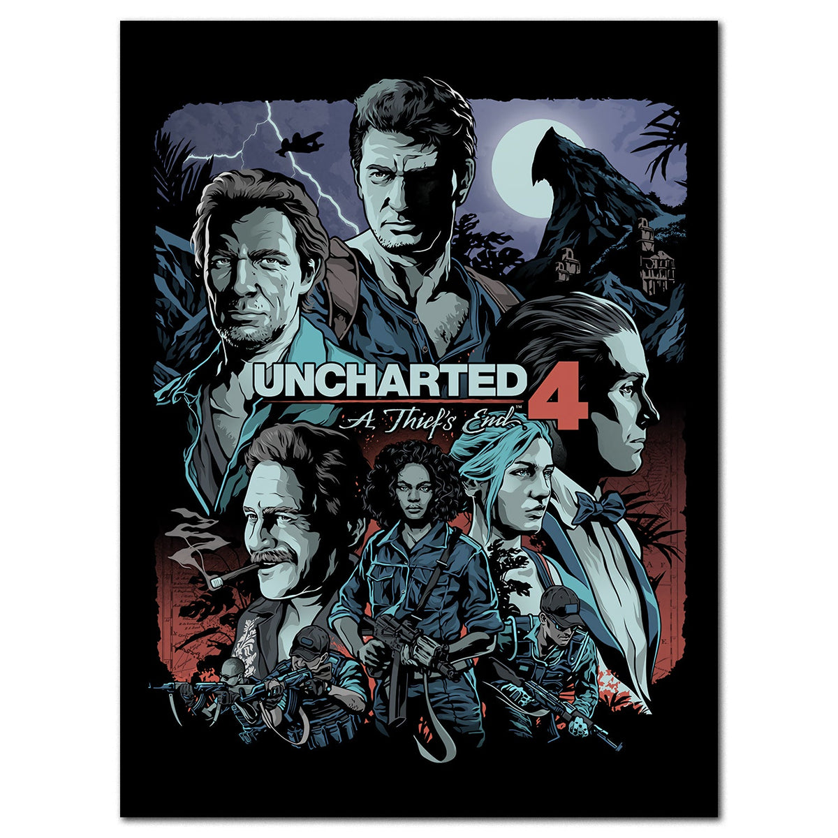 Uncharted 4: A Thief's End Poster ‚Äî Collage Art Print | Naughty Dog PS4 Gaming Wall Art