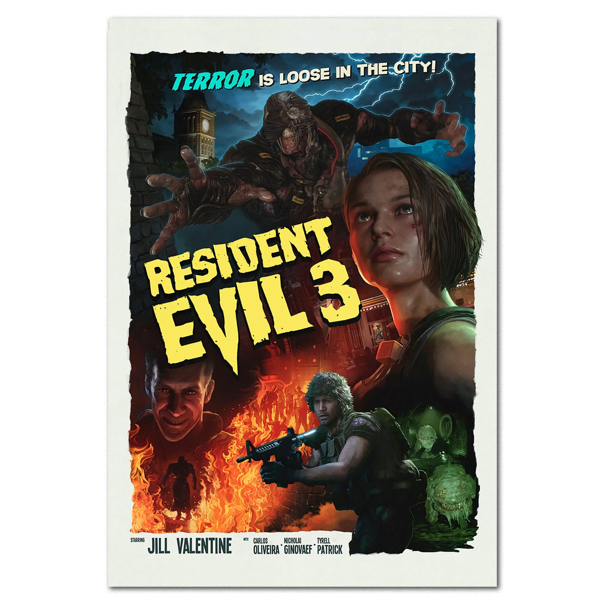 Resident Evil 3 Remake Poster ‚Äî Retro Art Print | Capcom Horror Game Wall Art