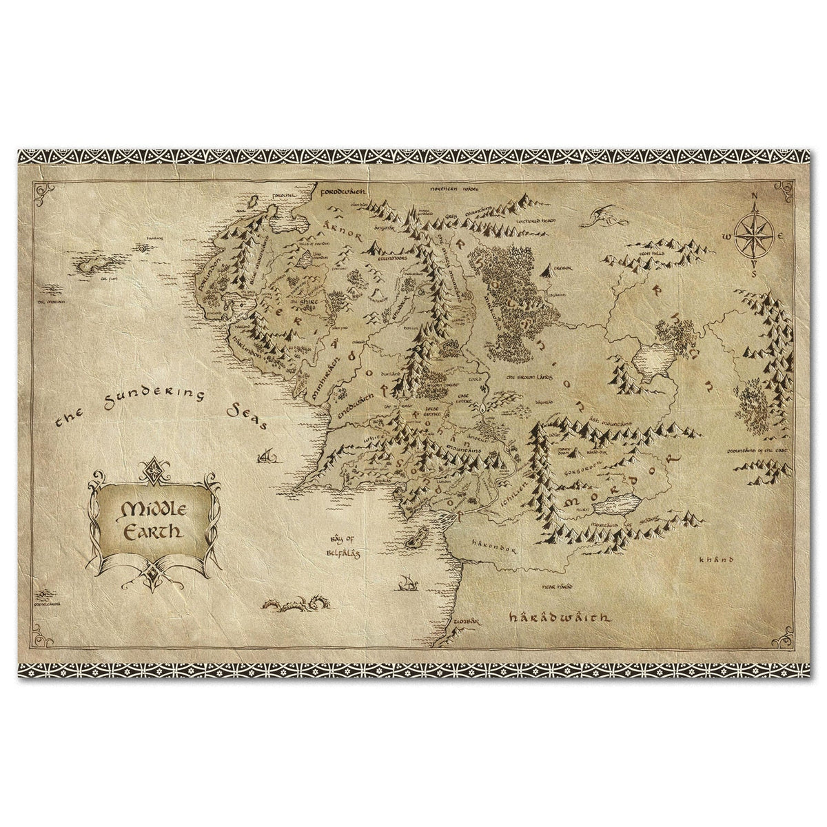 Lord of the Rings Poster - World Map Art