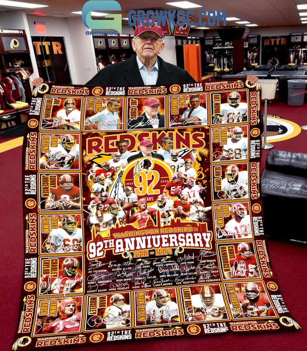 Washington Redskins 92nd Anniversary 1932-2024 Thank You Fleece Blanket Quilt