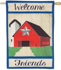 Welcome Friends Country Patriotic Flag 2 Sided Burlap