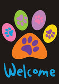 Welcome Paws Garden Flag 2 Sided Black