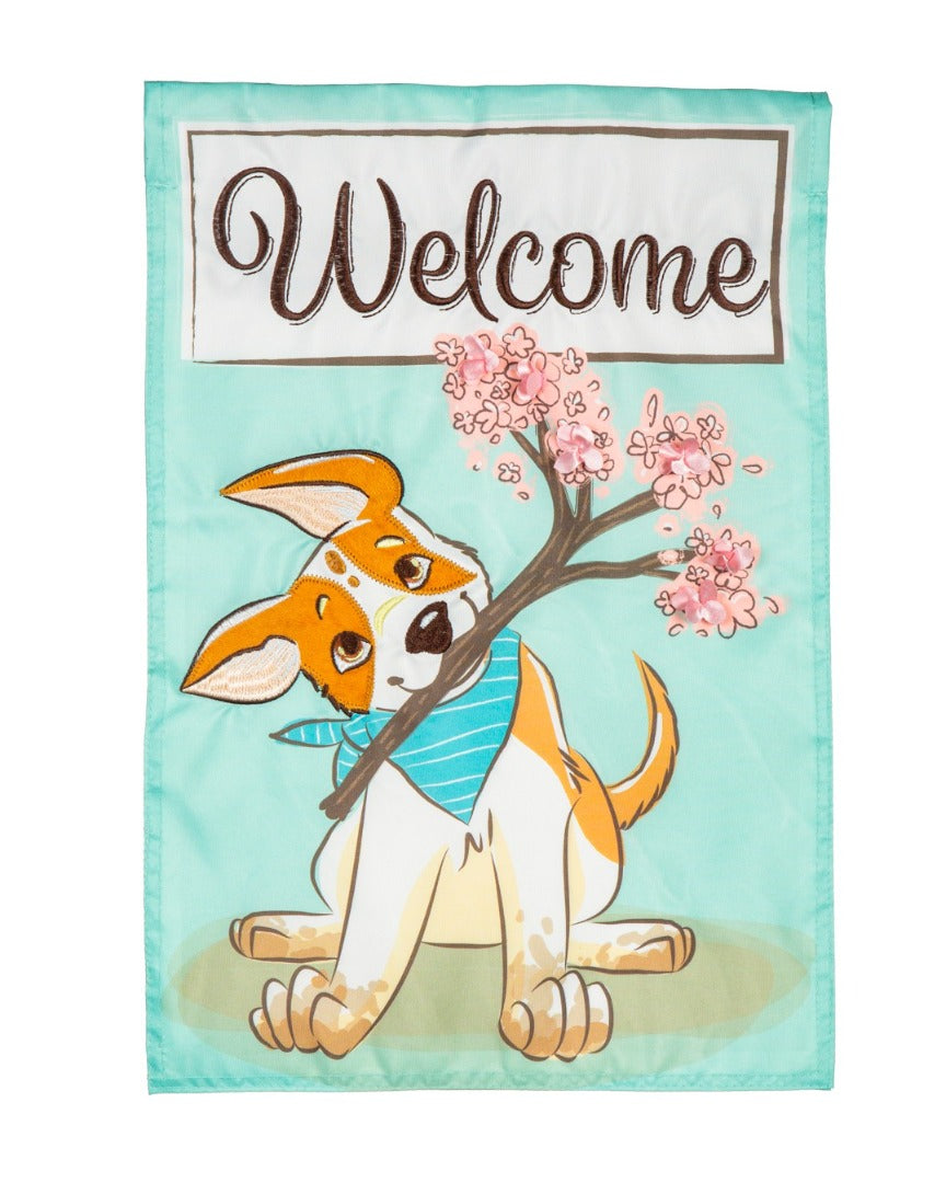Welcome Pup Garden Flag 2 Sided