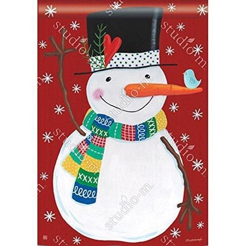 Winter Happiness Banner 2 Sided Snowman Vertical House Flag