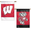 Wisconsin Badgers Flag 2 Sided Double Logo House Banner