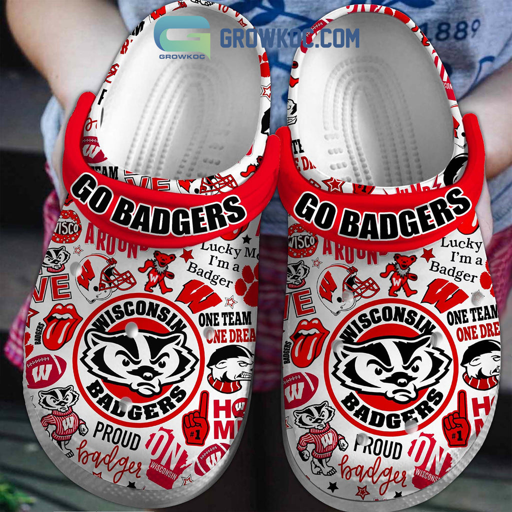 Wisconsin Badgers NCAA Lucky I'm A Badger Clogs Crocs