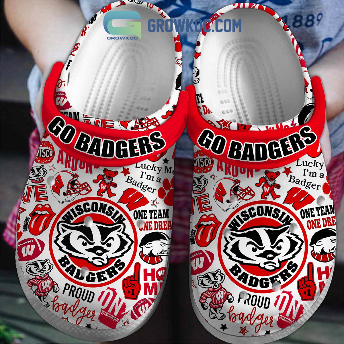 Wisconsin Badgers NCAA Lucky I'm A Badger Clogs Crocs