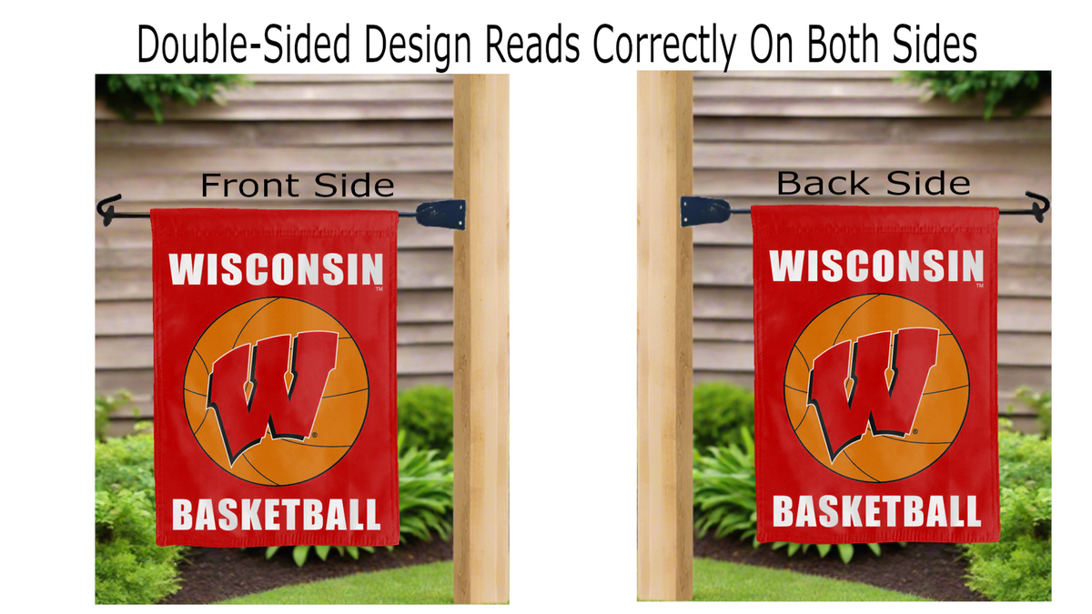 University of Wisconsin - Badgers Basketball Double Sided Garden Flag