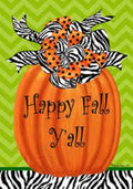 Zebra Pumpkins Flag 2 Sided Happy Fall Y'All Banner