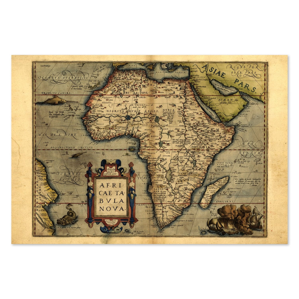 Africa 1570 Ortelius Map Poster ‚Äî Africae Tabula Nova Print | Vintage Map Wall Art