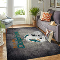 Miami Dolphins Rug - NFL Area for Living Room Decor Black and Red