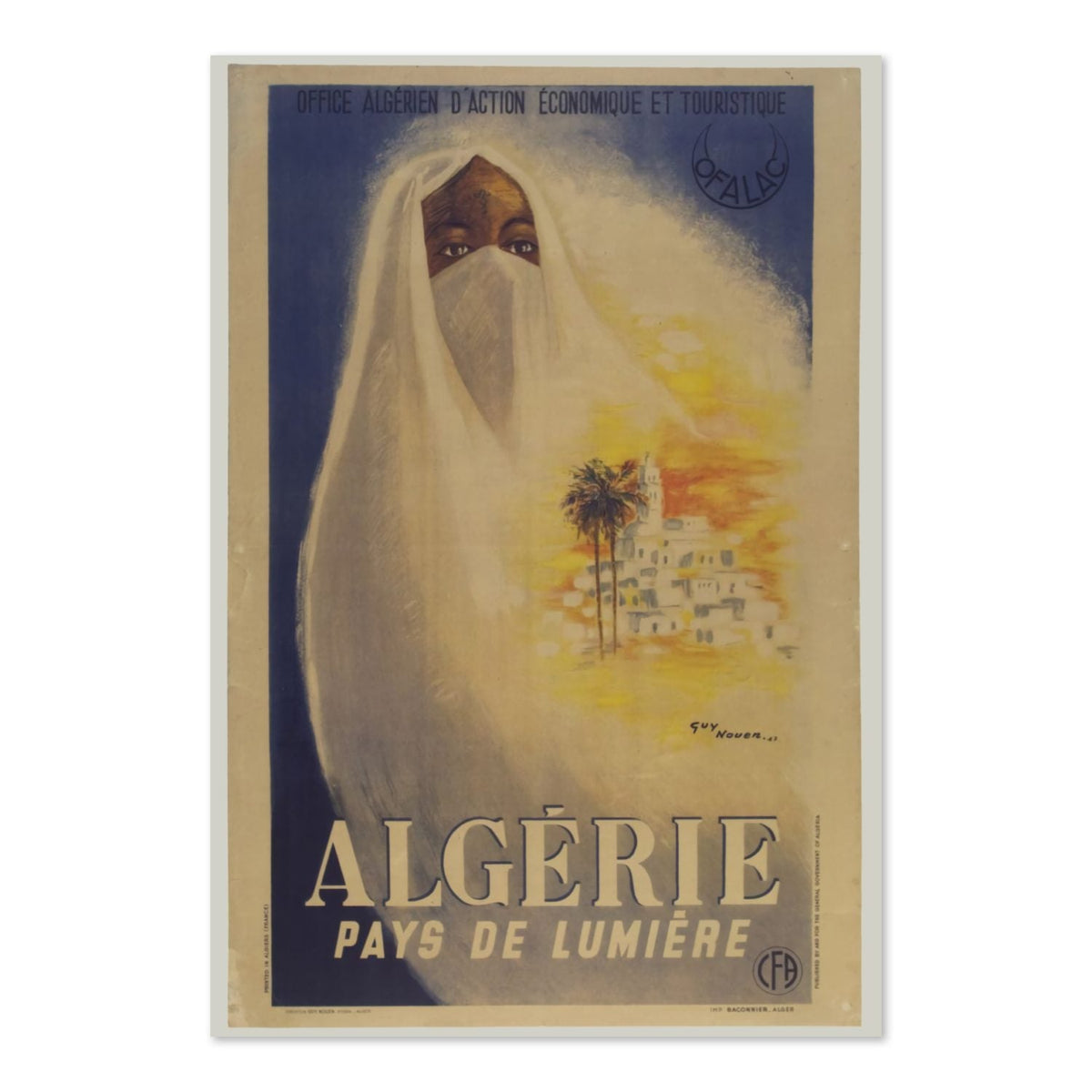 Alg√©rie ‚Äî Pays de Lumi√®re ‚Äî Vintage 1930s Travel Poster | North Africa Wall Art