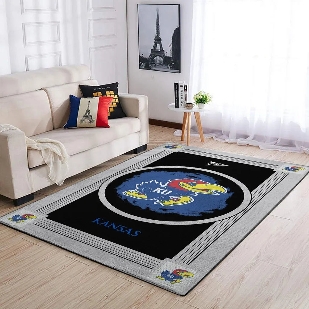 Jayhawks Fan Floor Mat for Team Spirit and Support Black and Gray