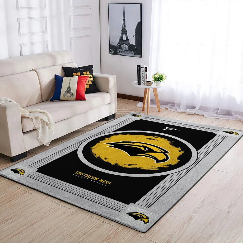 Golden Eagles Living Room Mat for Home Decor Black and Yellow