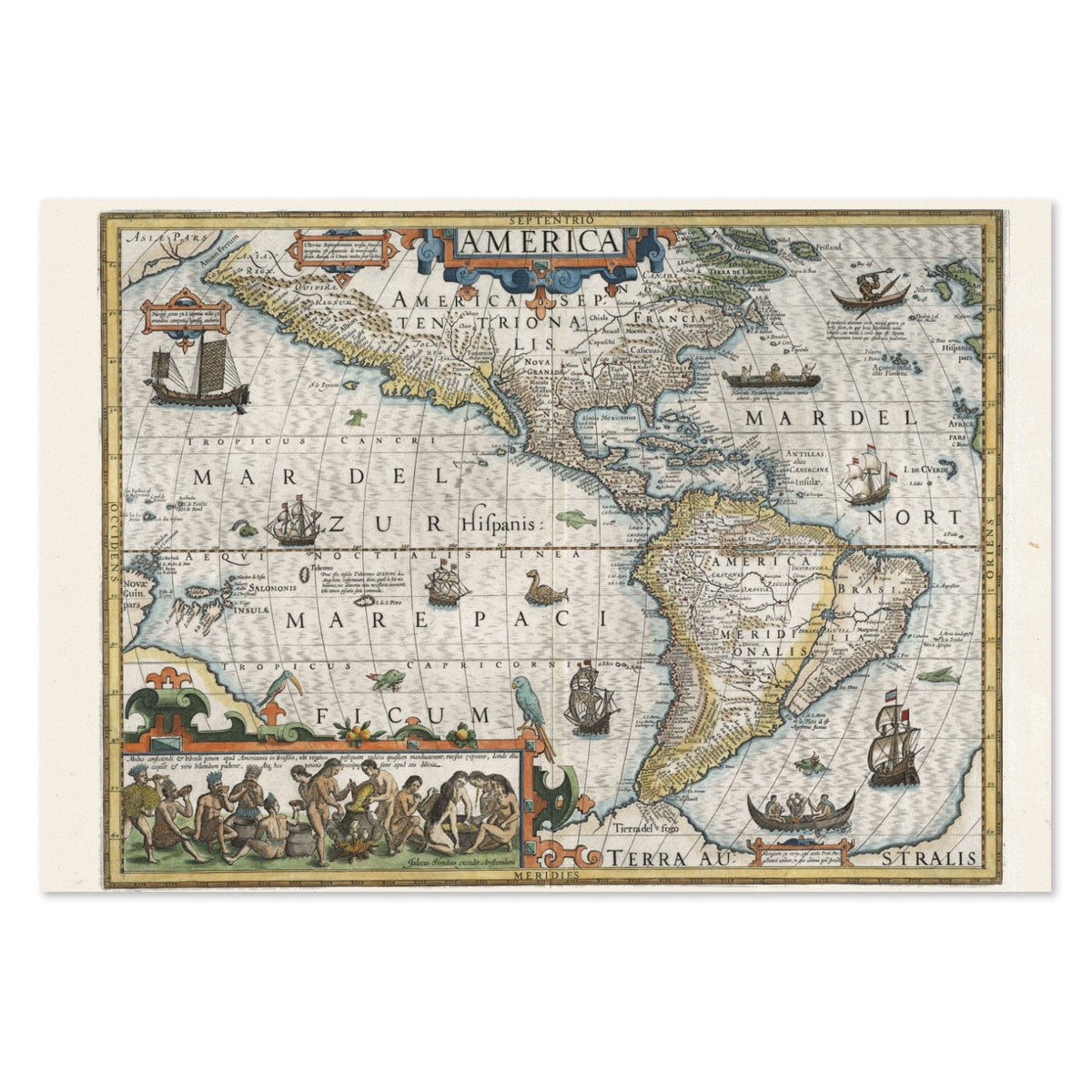 Americas & Pacific 1609 Map Poster ‚Äî Age of Exploration Print | Vintage Map Wall Art