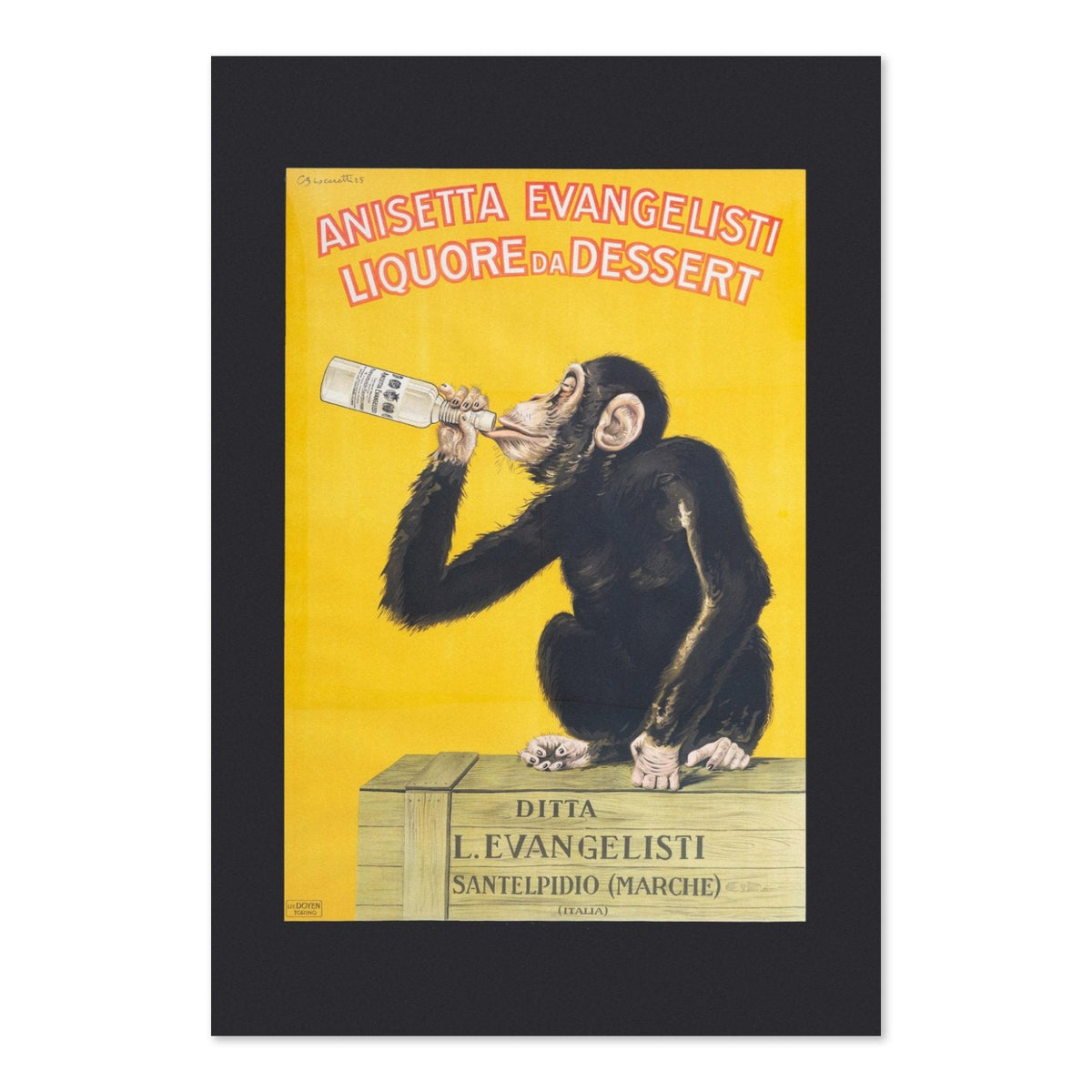 Anisetta Evangelisti Poster ‚Äî 1925 Monkey Liqueur Advertising Print | Vintage Bar Wall Art