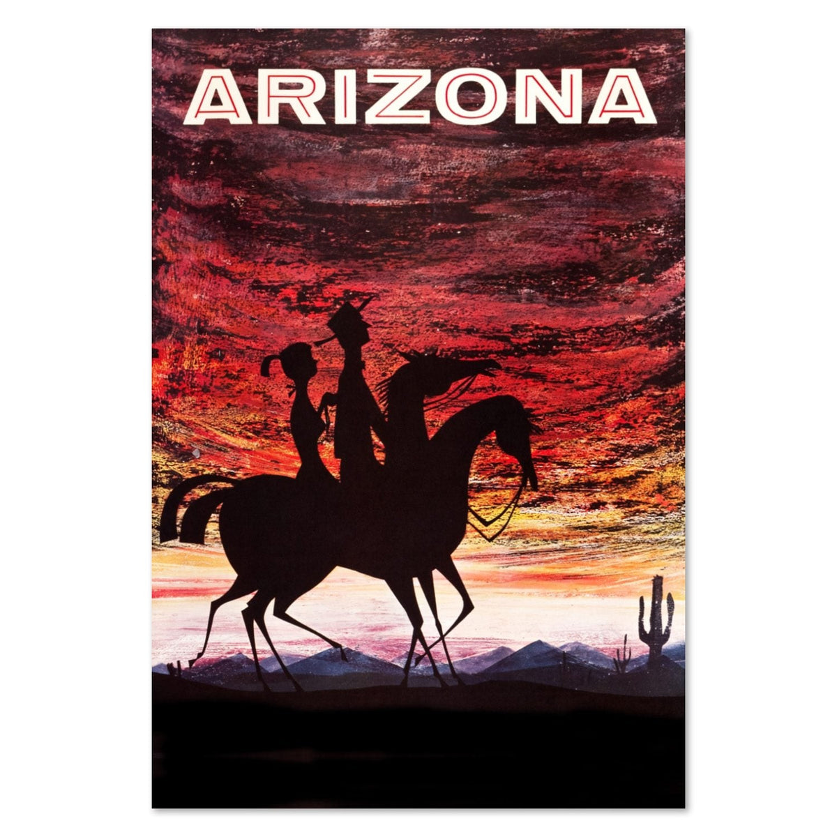 Arizona ‚Äî Desert Sunset ‚Äî Vintage 1960s Travel Poster | Southwest Wall Art