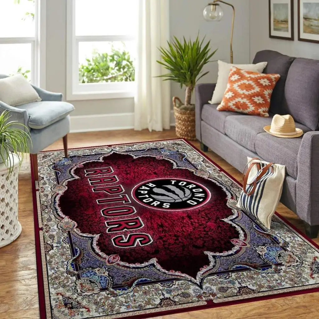 Raptors Team Fan Floor Mat for Home and Office Black and Red