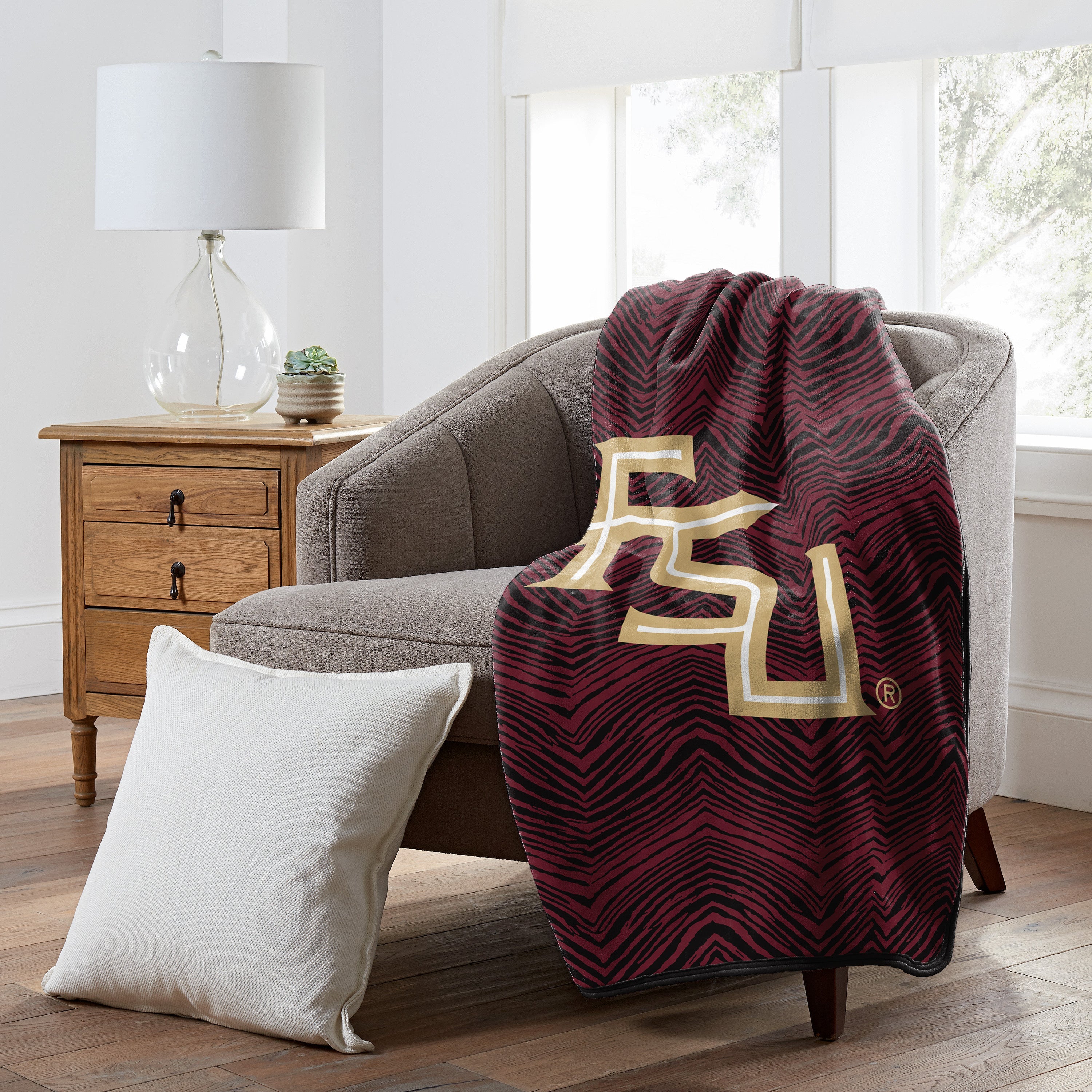 Zubaz x Northwest NCAA Florida State Seminoles Zubified Raschel Throw Blanket
