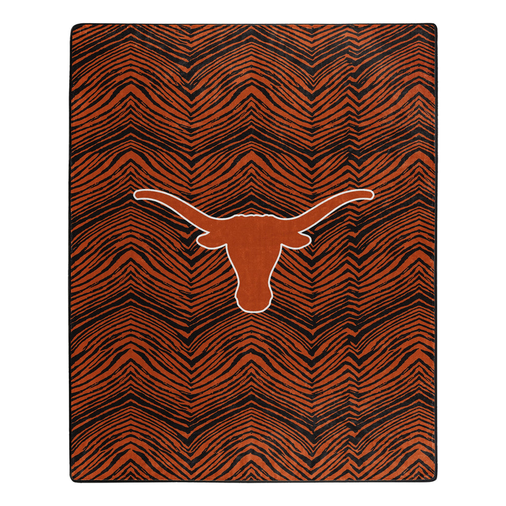 Zubaz x Northwest NCAA Texas Longhorns Zubified Raschel Throw Blanket
