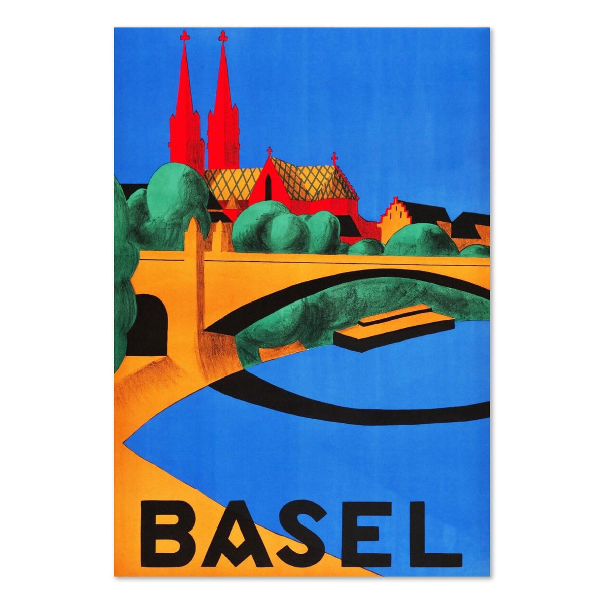 Basel ‚Äî Switzerland ‚Äî Vintage 1930s Travel Poster | Switzerland Wall Art