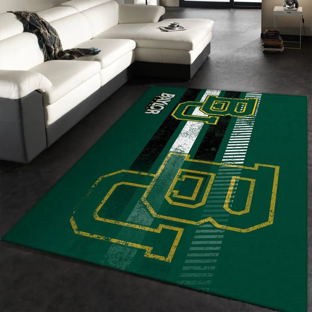 Baylor Bears Rug - Area for Sports Fans Room Decor Green and Yellow