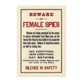 Beware of Female Spies ‚Äî World War I Poster 1915 | Vintage WWI Wall Art