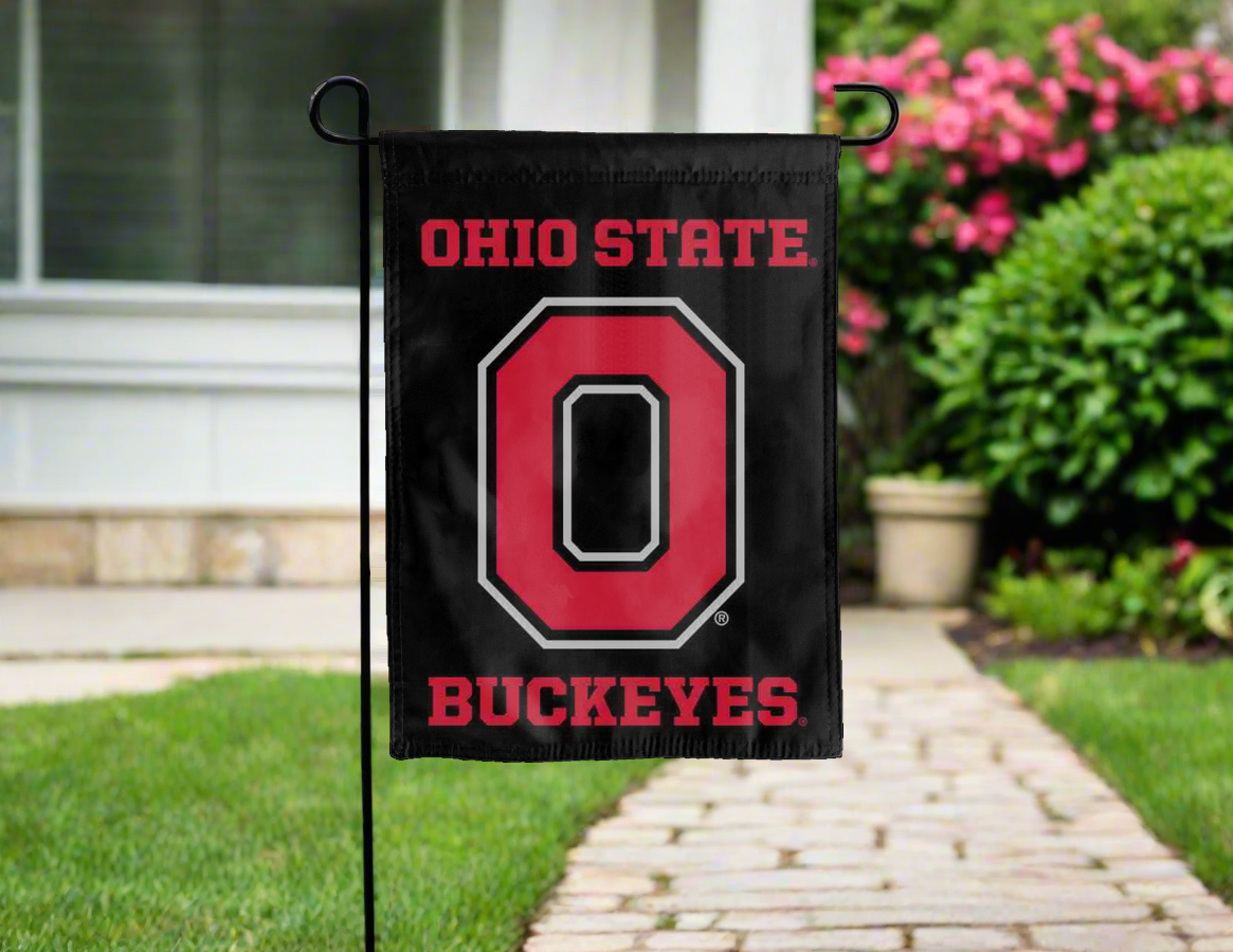 13x18 Ohio State Garden Flag with Ohio State Buckeyes Logo