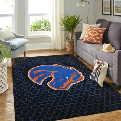 Hexagon Rug Featuring Bold Bronco Logo Design Bl...