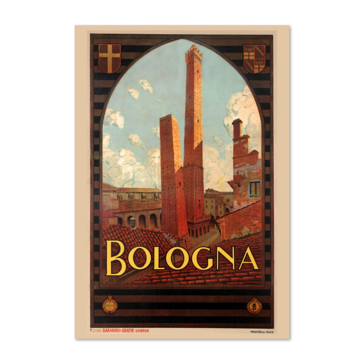 Bologna ‚Äî Vintage 1920s Travel Poster | Italy Wall Art