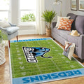 Buffalo Football Rug with Field and Border for Fans Blue and Green