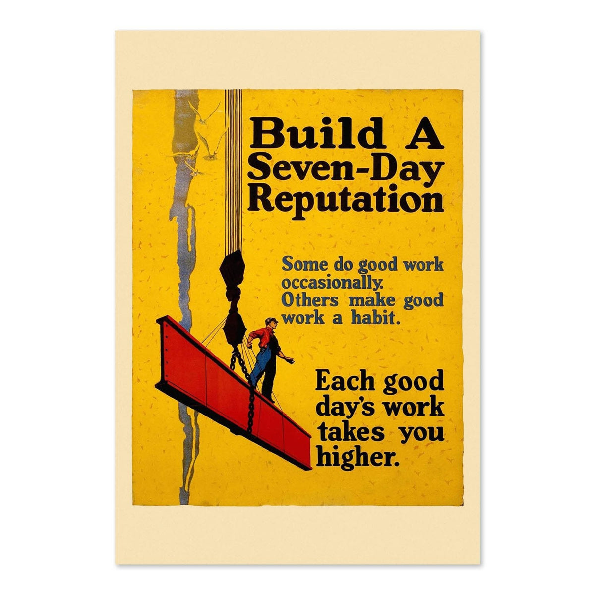 Build a Seven-Day Reputation! Poster ‚Äî 1920s Work Incentive Motivational Print | Vintage Office Wall Art