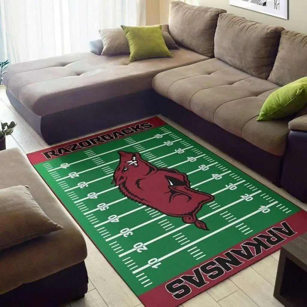 Razorbacks Football Pitch Mat for Fans and Players Green and Red