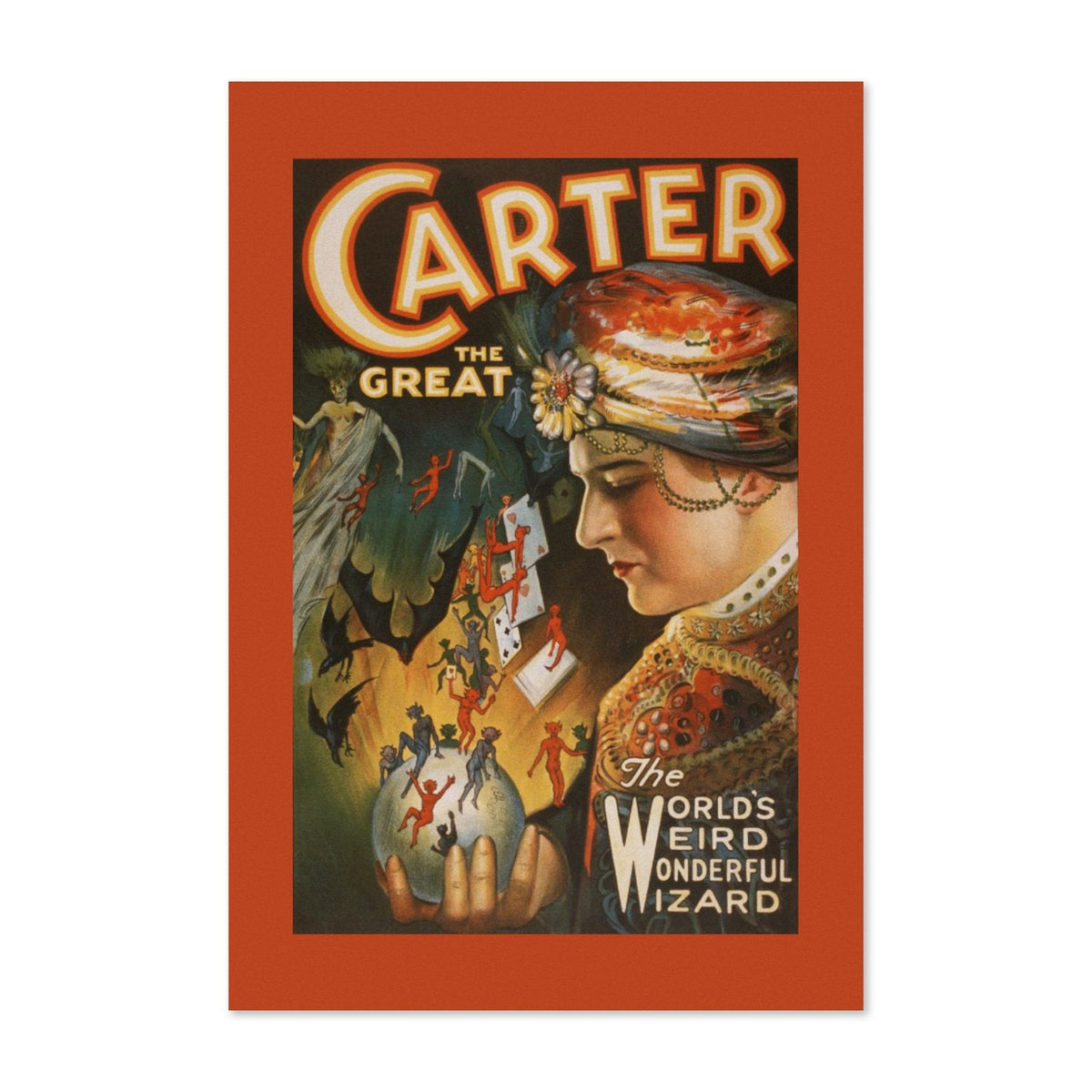 Carter the Great ‚Äî World‚Äôs Weird Wonderful Wizard Poster ‚Äî 1920s Vintage Magic Show Print | Magician Wall Art
